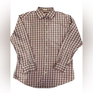 Peter Millar Red and White Plaid Shirt XL